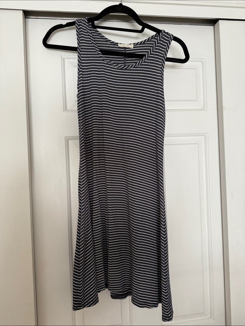 Striped Sleeveless Swing Dress - Navy/White